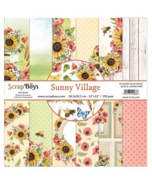 Skrebinimo popierius ScrapBoys – Sunny Village, 190 g/m², 30.5x30.5cm, 12 lapų