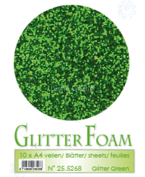 Putgumė Leane Creatief - Glitter Foam Foamiran - Žalia su blizgučiais, A4, 10 lapų