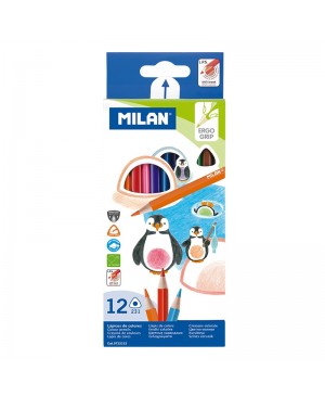 Spalvoti tribriauniai pieštukai Milan 12 spalvų