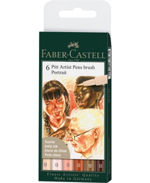 Teptukiniai rašikliai Faber-Castell PITT Artist Pen Brush, Portrait, 6sp.