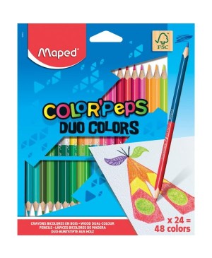 Spalvoti pieštukai Maped Color Peps DUO FSC, dvipusiai 24 vnt  48 spalvos