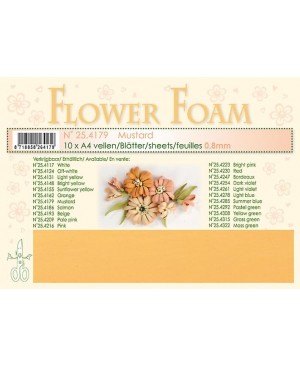 Putgumė Leane Creatief - Flower Foam Foamiran - Mustard, 0.8mm, A4, 10 lapų      
