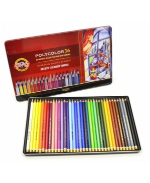 Spalvoti pieštukai dailei POLYCOLOR Koh-I-Noor, 36 spalvų