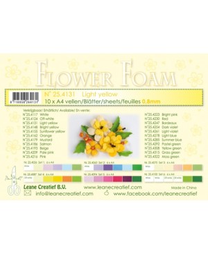 Putgumė Leane Creatief - Flower Foam Foamiran - Šviesiai geltona, 0.8mm, A4, 10 lapų      