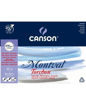 Akvarelinio popieriaus sąsiuvinis Canson Montval Torchon, FSC Mix,  A4, 270g, 12lapų 