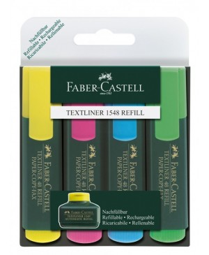 Teksto žymeklių Faber-Castell 4 spalvų rinkinys, kirstu galiuku, 1- 5mm