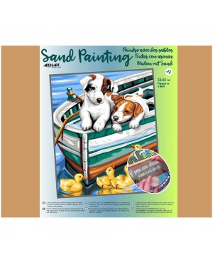 Rinkinys smėlio tapybai Šuniukai valtyje, 38x46 cm (SP-301)