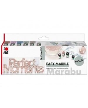Marmuravimo dažai Marabu Easy Marble Pastel, rinkinys 6x15ml