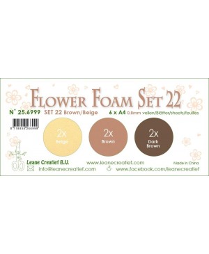 Putgumė Leane Creatief - Flower Foam Foamiran - Set No.22 Brown-Beige, 0.8mm, A4, 6 lapai