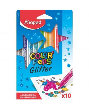 Flomasteriai blizgūs Maped Color'Peps Glitter, 10 spalvų