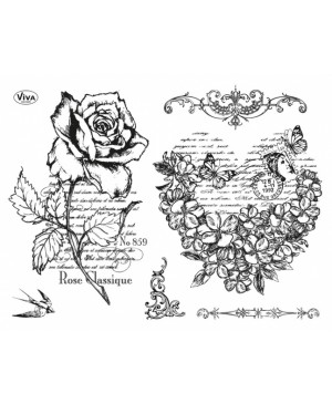 Silikoninių antspaudų rinkinys Rožė ir širdis 14x18cm