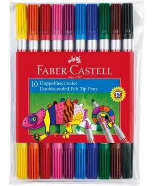 Flomasterių rinkinys Faber-Castell, dvipusiai, 10 spalvų