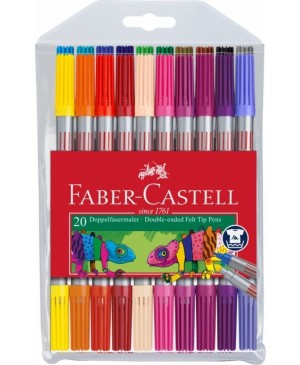 Flomasterių rinkinys Faber-Castell, dvipusiai, 20 spalvų