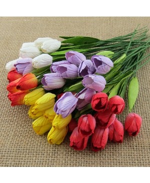 Popierinės gėlytės Promlee Flowers - Mixed Color Tulip with Leaf Stems SAA-481, 12mm, 10vnt.