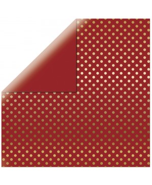 Skrebinimo popierius Gold Foil Dots - Brick Red, 30.5x30.5cm, 180g/m², 1l.