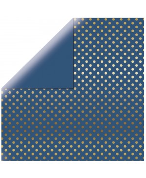 Skrebinimo popierius Gold Foil Dots - Denim Blue, 30.5x30.5cm, 180g/m², 1l.
