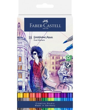 Akvareliniai dvigaliai rašikliai Faber-Castell Goldfaber Aqua Dual 18sp.