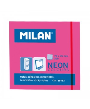Lipnūs lapeliai užrašams Milan Neon, 76x76mm, 100l. rožinės sp.