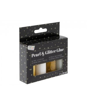 Klijai su blizgučiai Craft Sensations Pearl & glitter glue, 4x20ml, aukso tonai