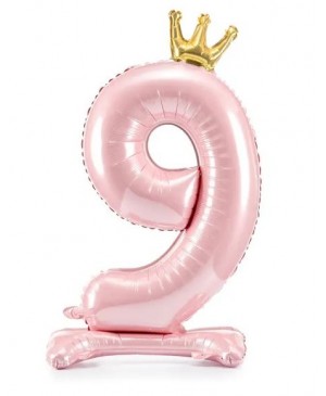 Folinis balionas skaičius 9, 84cm, rožinis