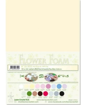 Putgumė Leane Creatief - Flower Foam Foamiran - Antique White, 0.8mm, A4, 10 lapų      