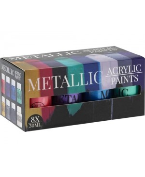 Akrilinių dažų rinkinys Grafix Metallic, 8 spalvos po 30ml 