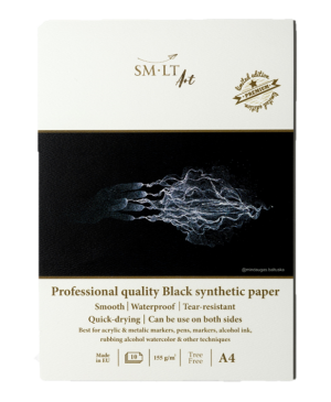 Piešimo sąsiuvinis - juodas sintetinis popierius Pro Art, A4, 200g/m2, 10 lapų