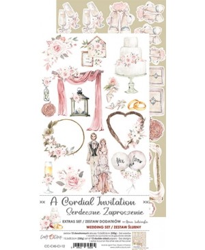 Skrebinimo popieriaus rinkinys Craft O'Clock - A Cordial Invitatation Extras Wedding, 15.5x30.5cm, 250 g/m², 12 lapų
