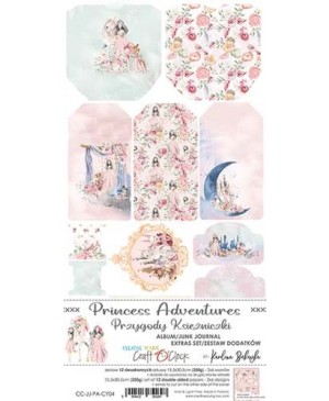 Skrebinimo popieriaus rinkinys Craft O'Clock - Princess Adventures Junk Journal, 15.5x30.5cm, 250 g/m², 12 lapų