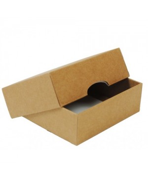 Kartoninė dviejų dalių dėžutė pakavimui, 12x12x7 cm ruda/balta