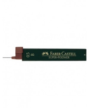 Grafito šerdelės Faber Castell Super Polymer automatiniam pieštukui, B, diam. 0.5 mm, ilgis 60mm, 12 vnt. dėžutėje