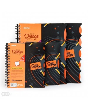 Sąsiuvinis Orange Double Wire A5+, 90 lapų langeliais, su gumele, plastikiniu viršeliu, segtas spirale, dviejų skyrių