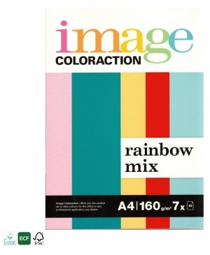 Spalvoto popieriaus Image Coloraction  FSC Mix Credit rinkinys Rainbow Mix A4, 160 g/m², 7 x10 l. ryškių sp.