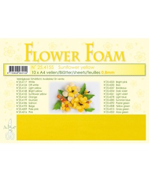 Putgumė Leane Creatief - Flower Foam Foamiran - Saulėgrąžų geltona, 0.8mm, A4, 10 lapų      