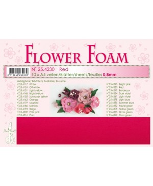Putgumė Leane Creatief - Flower Foam Foamiran - Red, 0.8mm, A4, 10 lapų      