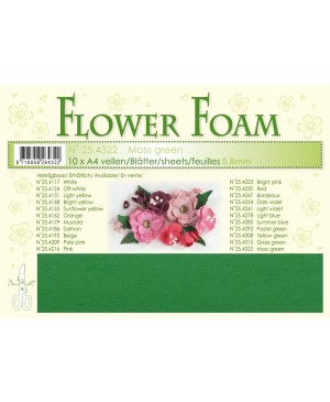 Putgumė Leane Creatief - Flower Foam Foamiran - Samanų žalia, 0.8mm, A4, 10 lapų      