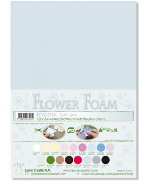 Putgumė Leane Creatief - Flower Foam Foamiran - Šviesiai Pilka, 0.8mm, A4, 10 lapų      