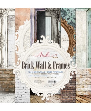 Skrebinimo popieriaus rinkinys Memory Place - Brick Wall & Frames, 30.5x30.5cm, 12 lapų