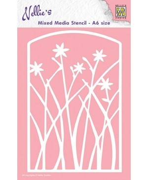 Trafaretas Nellie Snellen Mixed Media - Frame with flowers, A6