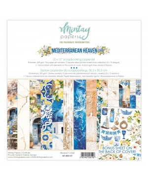 Skrebinimo popieriaus rinkinys Mintay - Mediterranean Heaven, 30.5x30.5cm, 240g/m², 12 lapų