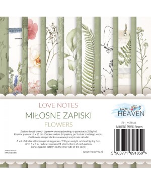 Skrebinimo popieriaus rinkinys Paper Heaven - Love notes - Flowers, 15x15cm, 24 lapai