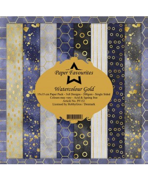 Skrebinimo popieriaus rinkinys Paper Favourites - Watecolour Gold, 15.2x15.2cm, 24 lapai, 200 g/m²