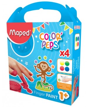 Pirštais kabinami dažai vaikams nuo 1 metų Maped Color Peps 4 spalvos po 80g