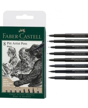 Eskizavimo rašikliai Faber-Castell PITT Artist Pen Black, 8vnt.