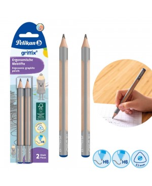 Grafitiniai pieštukai Pelikan GRIFFIX B mokymuisi rašyti, 2vnt