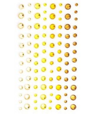 Kristalai lipnūs plastikiniai apskriti 3-6mm, 104vnt, geltoni tonai