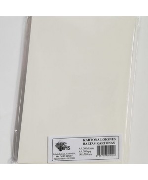 Baltas kartonas A5, 20 lapų, 230 g/m² 