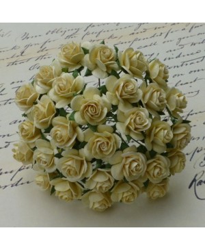 Popierinės gėlytės Promlee Flowers - Cream Open Roses SAA-013-15, 15mm, 10vnt.