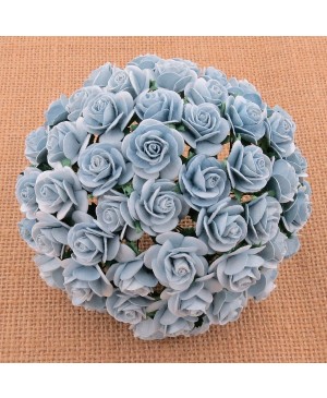 Popierinės gėlytės Promlee Flowers - Baby Blue Open Roses SAA-019-15, 15mm, 10vnt.