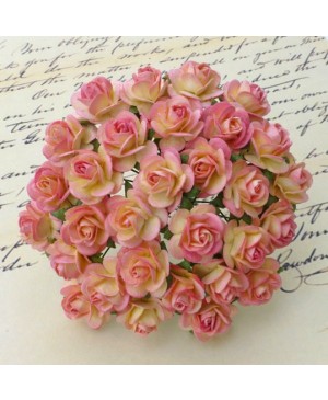 Popierinės gėlytės Promlee Flowers - Champagne-Pink Open Roses SAA-029-15, 15mm, 10vnt.